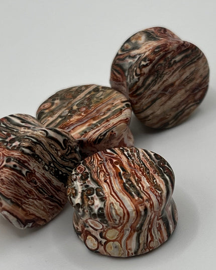 Leopard Jasper Double Flare Plugs - EC Plugs