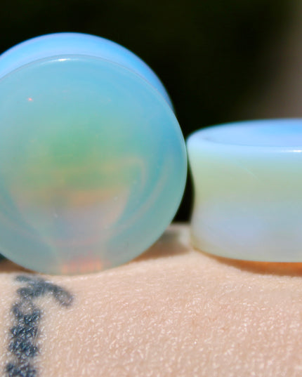 Opalite Double Flare Plugs PAIR - Iridescent Rainbow Gauges 3mm-57mm!