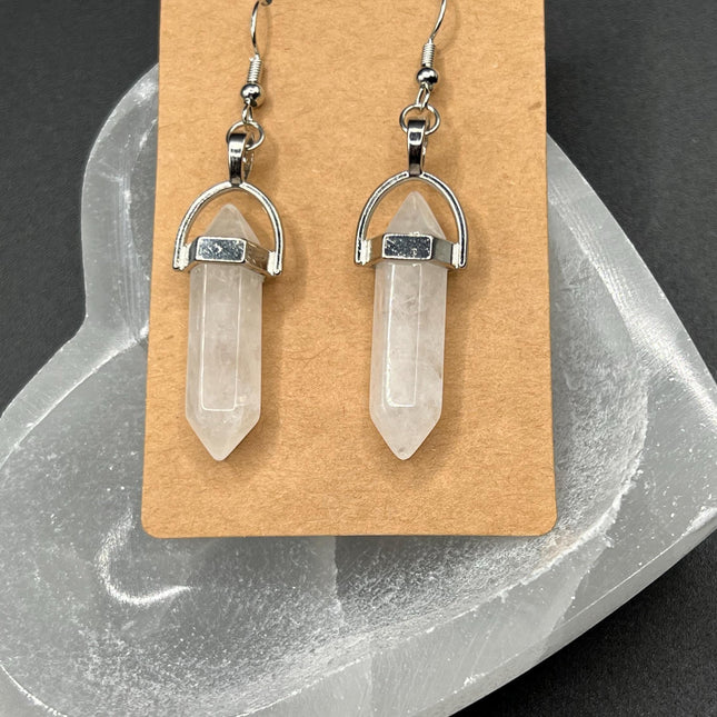 Quartz Point Necklace~ quartz pendant earrings