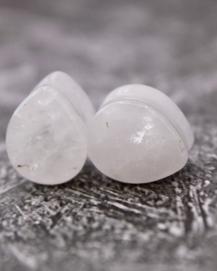 Quartz double flare tear drop plugs