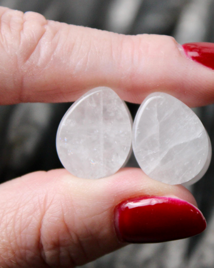 Clear Quartz Teardrop Plugs Pair - EC Plugs