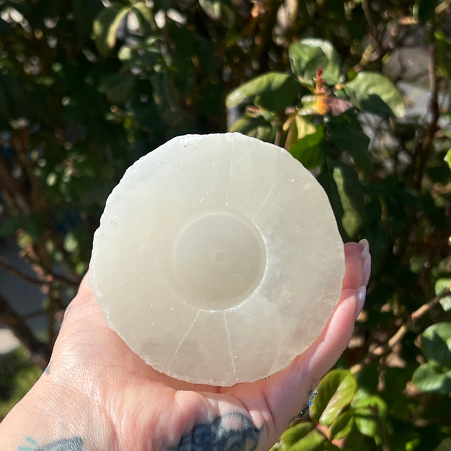 Selenite Lamp with light