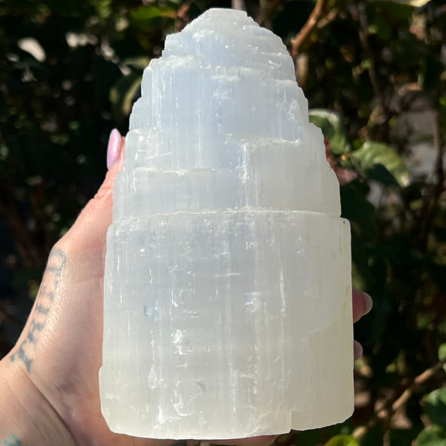 Selenite Lamp with light