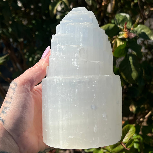 Selenite Lamp with light