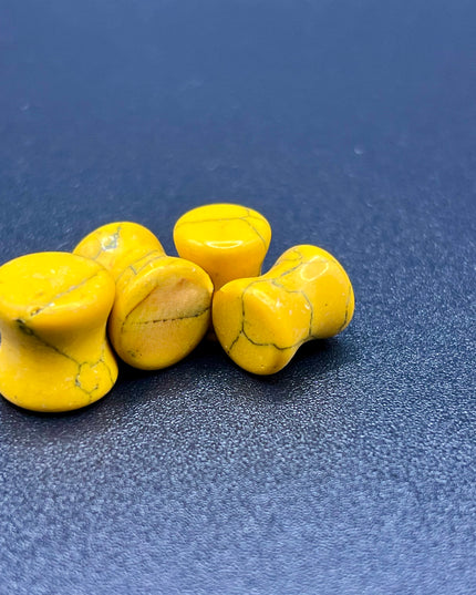Yellow Howlite Double Flare Plugs - EC Plugs