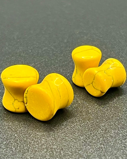 Yellow Howlite Double Flare Plugs - EC Plugs