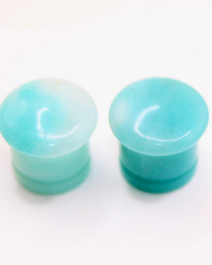 A beautifully fossilized pair of Ammonite Single Flare Plugs rests on a warm-toned background, showcasing the intricate spiral patterns of ancient marine life. Each plug is carefully carved from real ammonite fossils, revealing natural chambers in warm shades of caramel, amber, and deep brown, sometimes accented with hints of iridescent sheen. The surface is smoothly polished, allowing the fossil’s unique structure to shine through. Designed with a single flare and fitted with O-rings