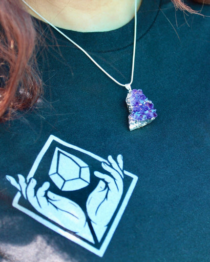 Amethyst cluster necklace raw