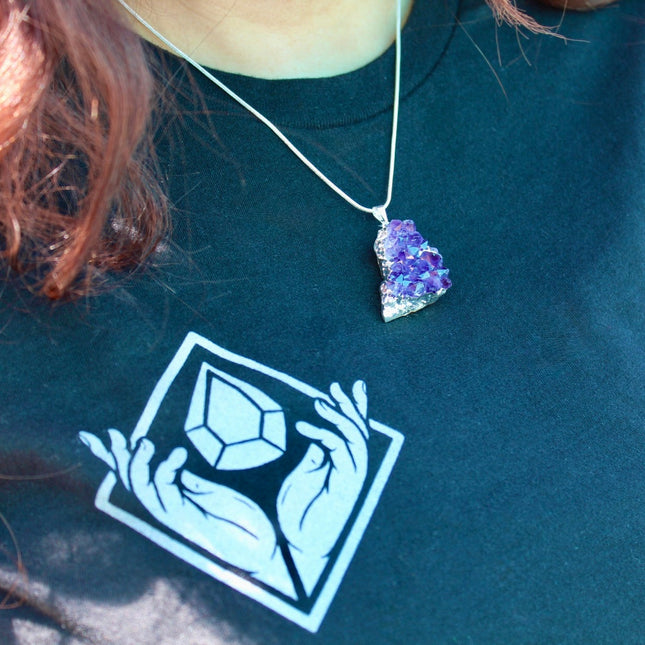 Amethyst cluster necklace raw