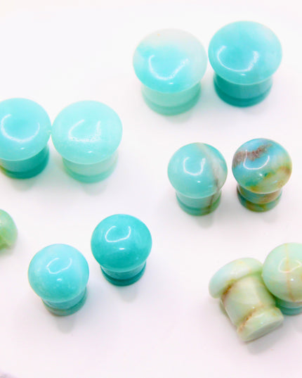 A beautifully fossilized pair of Ammonite Single Flare Plugs rests on a warm-toned background, showcasing the intricate spiral patterns of ancient marine life. Each plug is carefully carved from real ammonite fossils, revealing natural chambers in warm shades of caramel, amber, and deep brown, sometimes accented with hints of iridescent sheen. The surface is smoothly polished, allowing the fossil’s unique structure to shine through. Designed with a single flare and fitted with O-rings