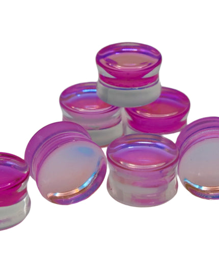 Pink Opalite Glass Double Flare Plugs - EC Plugs