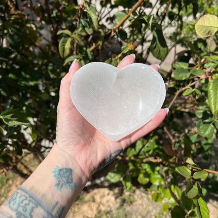 Selenite heart bowl cleansing