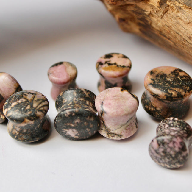 Rhodolite Stone Plugs - Gauges Pair