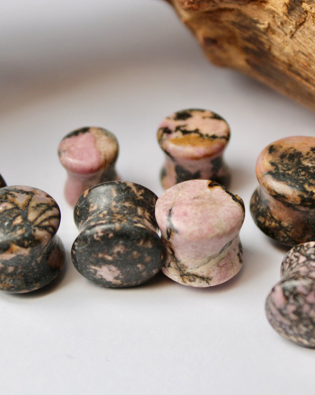 Rhodonite Stone Plugs - Gauges