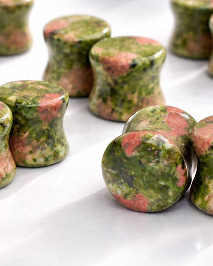 Unakite Double Flare Stone Pair
