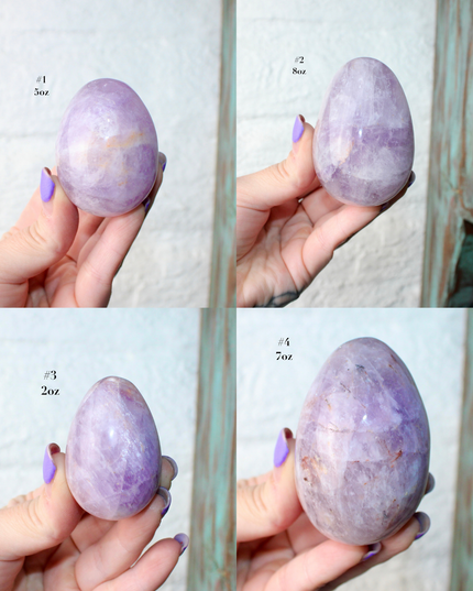 Amethyst Smoky Quartz Egg Natural Polished Stone Egg, YOU PICK! Purple Shimmering Decorative Crystal Egg for Display or Collection
