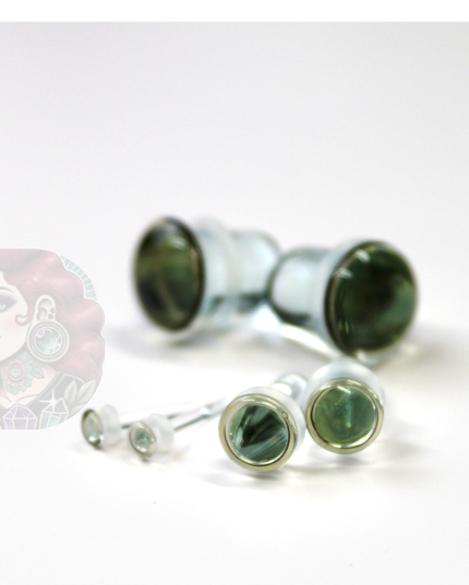 Single Flare Smoky Glass Plugs for Dead Stretching – Sizes 1.6mm (14g) to 10mm (00g), Glass Ear Plugs Sold Individually or as a Stretching Kit