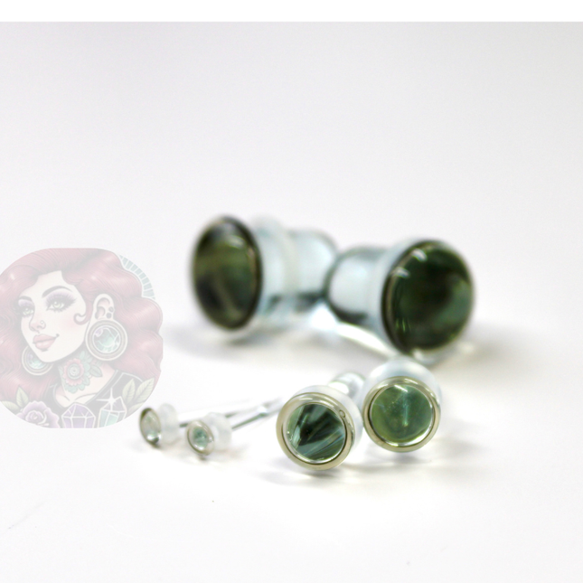 Single Flare Smoky Glass Plugs for Dead Stretching – Sizes 1.6mm (14g) to 10mm (00g), Glass Ear Plugs Sold Individually or as a Stretching Kit