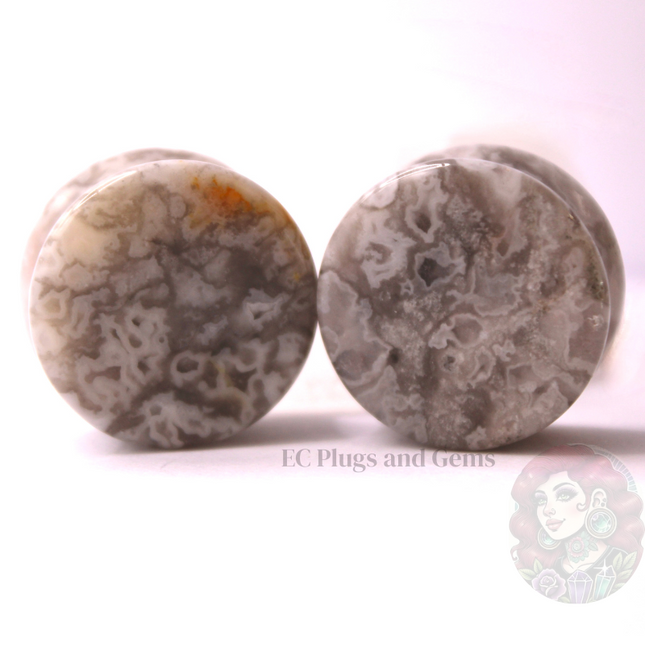 Crazy Lace Stone Plugs Double Flare Natural Spot Agate 3mm-22mm