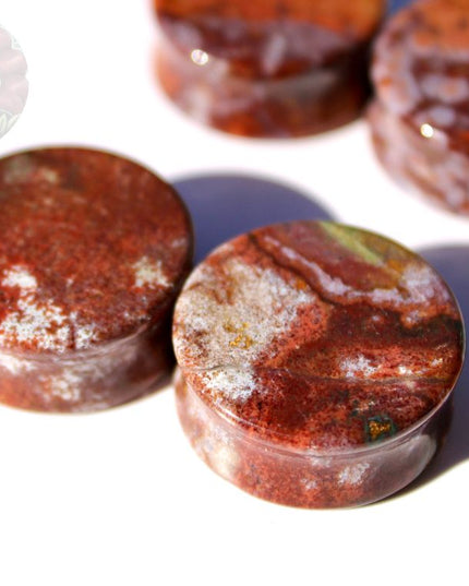 Orbicular Jasper Double Flare Plugs – Natural Stone Ear Gauges Pair