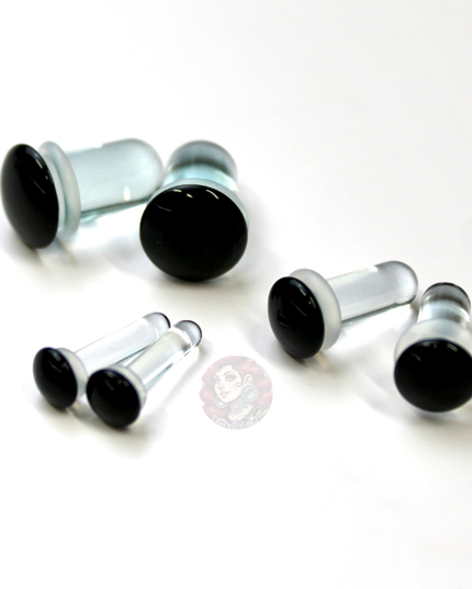Single Flare Black Glass Plugs Pair or Kit– Sizes 1.6mm (14g) to 10mm (00g) 
