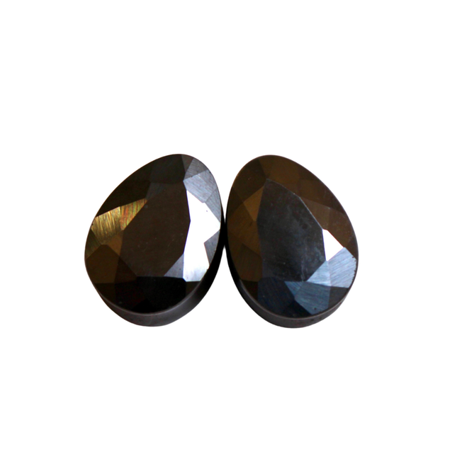 Faceted Hematite Teardrop Plugs 6mm-16mm