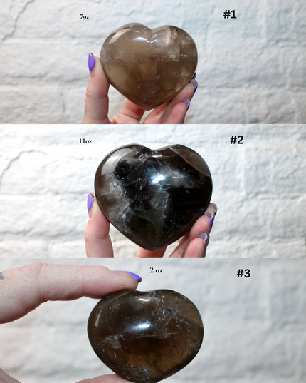 Large Smoky Quartz Heart – Polished Brown Crystal Stone, Decorative Display Piece or Gift, You Pick Your Exact Piece