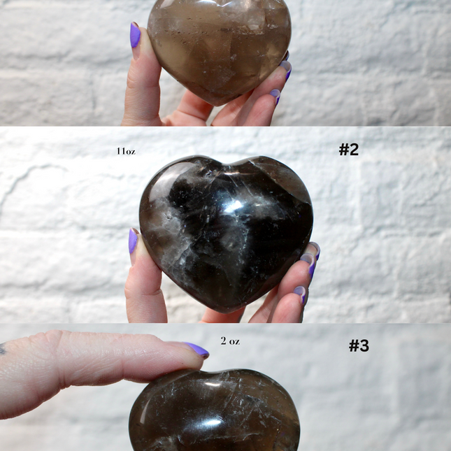 Large Smoky Quartz Heart – Polished Brown Crystal Stone, Decorative Display Piece or Gift, You Pick Your Exact Piece