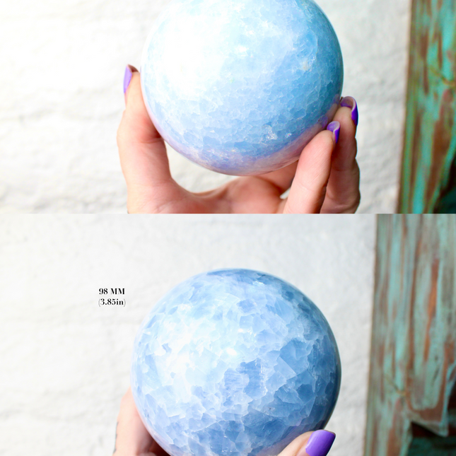 Blue Calcite Sphere – You Pick Your Exact Piece -Natural Polished Stone Sphere, Decorative Crystal Sphere for Display, Home or Office Décor