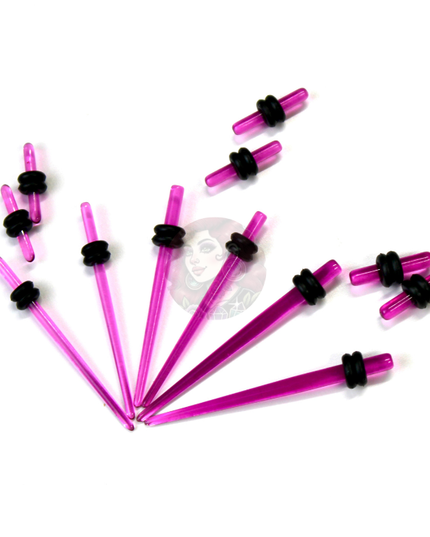 Stretching Taper Kit Includes Acrylic Purple Jewelry for Stretched Ears– Sizes 14G to 00G