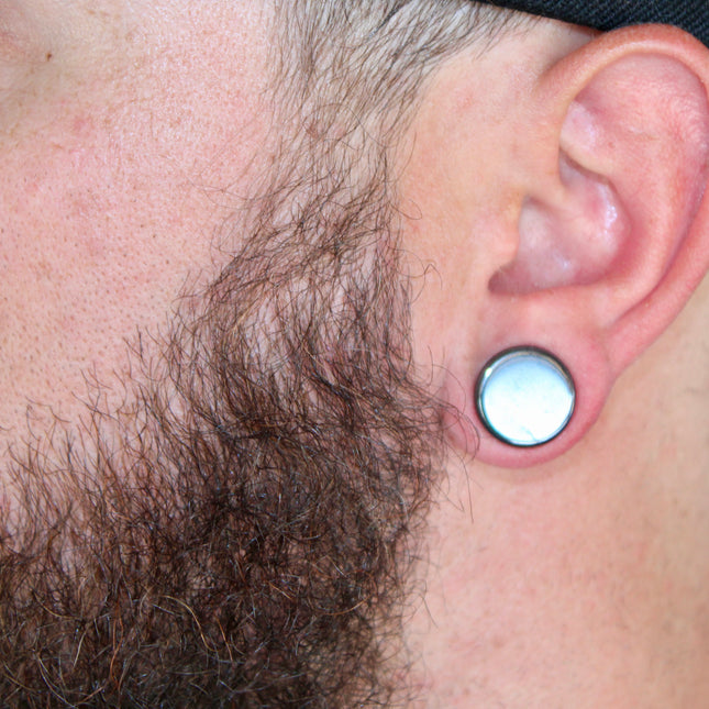 Hematite Double Flare Plugs PAIR - EC Plugs