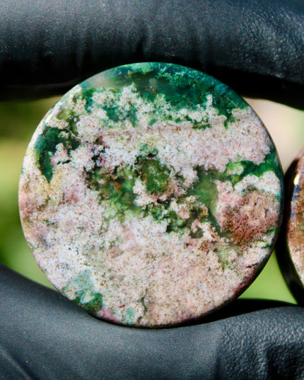 Pink Moss Agate Double Flare - One of a Kind Custom 1 & 1/4in 32mm Pair
