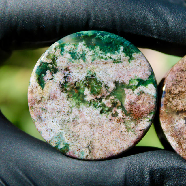 Pink Moss Agate Double Flare - One of a Kind Custom 1 & 1/4in 32mm Pair