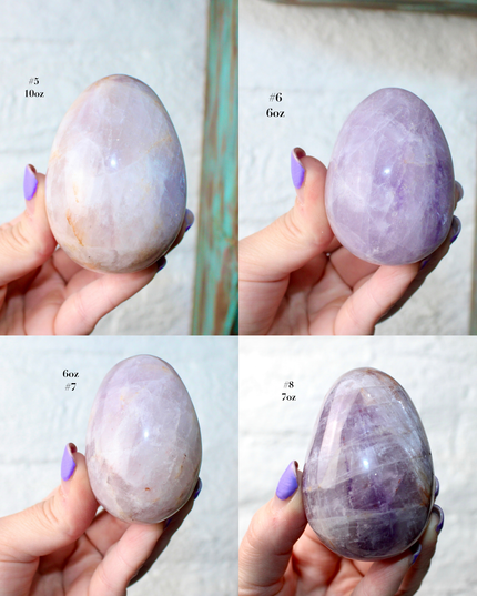 Amethyst Smoky Quartz Egg Natural Polished Stone Egg, YOU PICK! Purple Shimmering Decorative Crystal Egg for Display or Collection