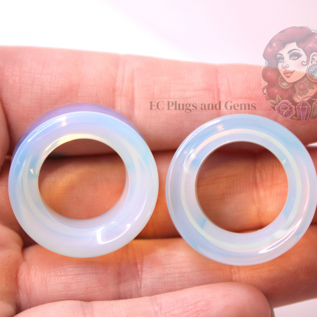 Opalite Tunnel Plugs Iridescent Rainbow - Translucent Pair of Gauges 5mm-50mm