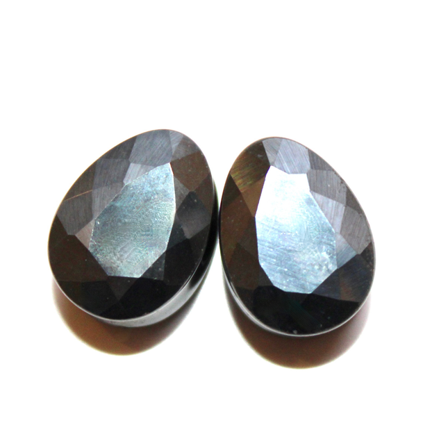 Faceted Hematite Teardrop Plugs 6mm-16mm