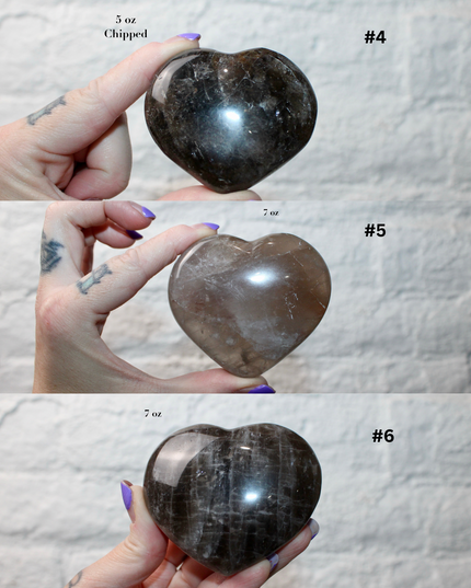 Large Smoky Quartz Heart – Polished Brown Crystal Stone, Decorative Display Piece or Gift, You Pick Your Exact Piece