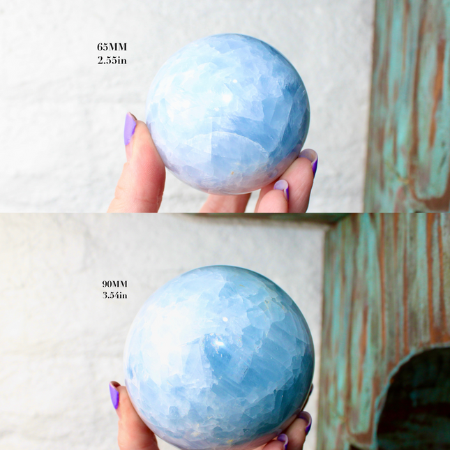 Blue Calcite Sphere – You Pick Your Exact Piece -Natural Polished Stone Sphere, Decorative Crystal Sphere for Display, Home or Office Décor