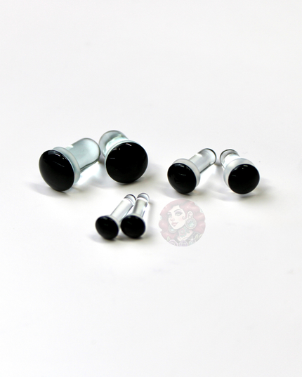 Single Flare Black Glass Plugs Pair or Kit– Sizes 1.6mm (14g) to 10mm (00g) 