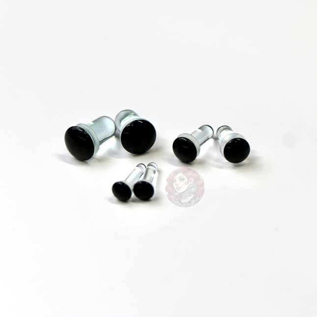 Single Flare Black Glass Plugs Pair or Kit– Sizes 1.6mm (14g) to 10mm (00g) 