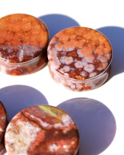 Orbicular Jasper Double Flare Plugs – Natural Stone Ear Gauges Pair