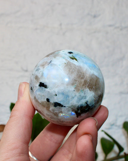 Moonstone Black and White Iridescent Flashy Stone Sphere You Pick Your Sphere!