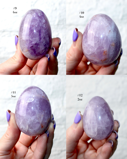 Amethyst Smoky Quartz Egg Natural Polished Stone Egg, YOU PICK! Purple Shimmering Decorative Crystal Egg for Display or Collection