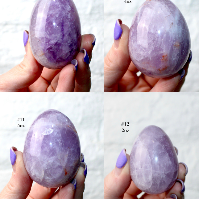 Amethyst Smoky Quartz Egg Natural Polished Stone Egg, YOU PICK! Purple Shimmering Decorative Crystal Egg for Display or Collection