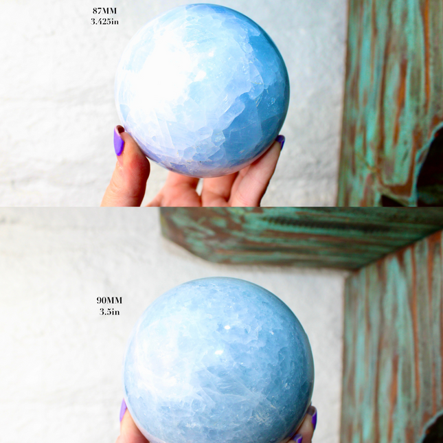 Blue Calcite Sphere – You Pick Your Exact Piece -Natural Polished Stone Sphere, Decorative Crystal Sphere for Display, Home or Office Décor