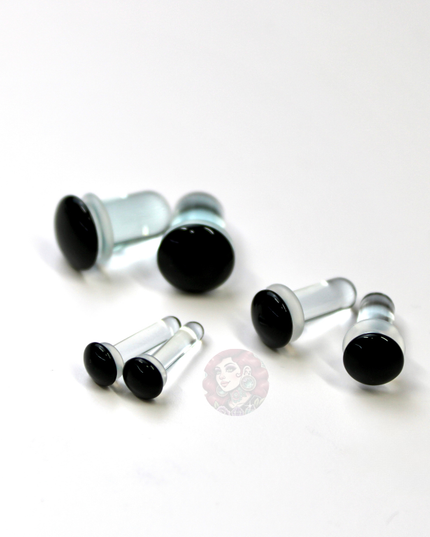 Single Flare Black Glass Plugs Pair or Kit– Sizes 1.6mm (14g) to 10mm (00g) 