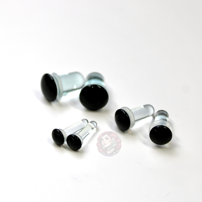 Single Flare Black Glass Plugs Pair or Kit– Sizes 1.6mm (14g) to 10mm (00g) 