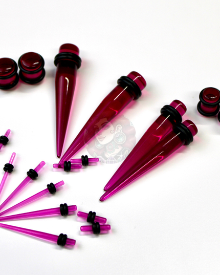 Stretching Taper Kit Includes Acrylic Purple Jewelry for Stretched Ears– Sizes 14G to 00G