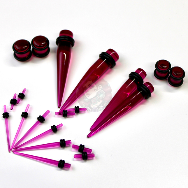 Stretching Taper Kit Includes Acrylic Purple Plugs and Tapers – Sizes 14G to 00G
