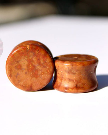 Orbicular Jasper Double Flare Plugs – Natural Stone Ear Gauges Pair